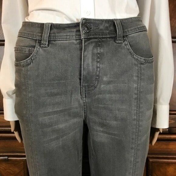 NWOT Lisa Rinna Gray Fringe Step Hem Top Seam Stretch Ankle Jean - Picture 5 of 10